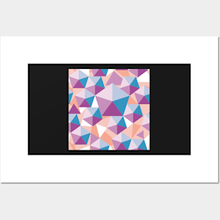 Flowing polychrome pentagons blue Posters and Art